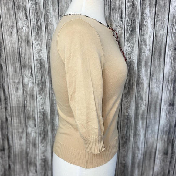 BURBERRY Blue Label Nova Check Trim Lace Up Knitted Sweater Sz Asian M (US XS/S) - Picture 4 of 12